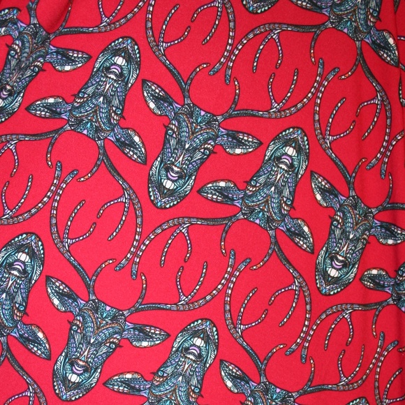 Lularoe Mosaic Deer Maxi Skirt XXS Red *unicorn* - Picture 2 of 5